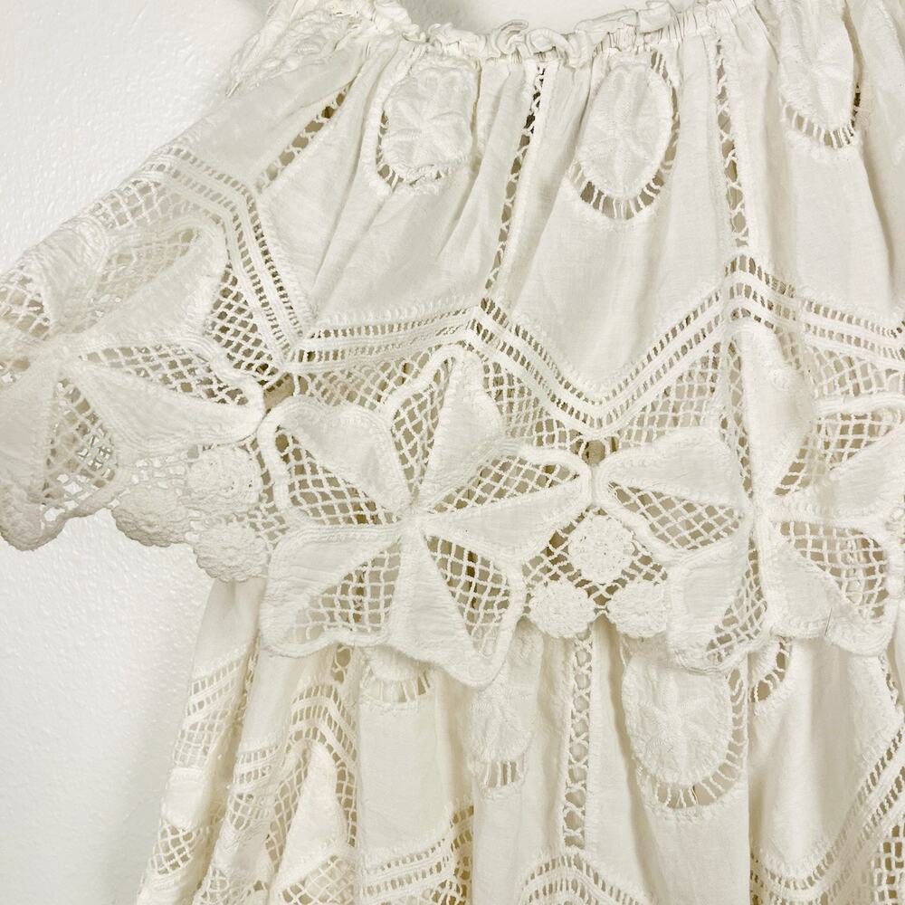 Free People Ollari Lace Tiered Strapless White/Ivory Boho Maxi Dress XS - Picture 8 of 8